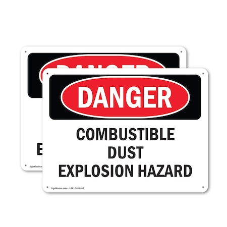 Signmission Combustible Dust Explosion Hazard Danger Sign, Plastic, 14in W x 10in L, 2PK OS-2PACK-DS-P-1014-L-1831